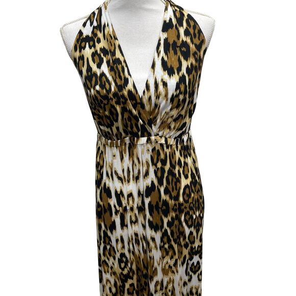 Seven7 Leopard Print Halter Style Maxi Dress Size 14/16 - Picture 3 of 8